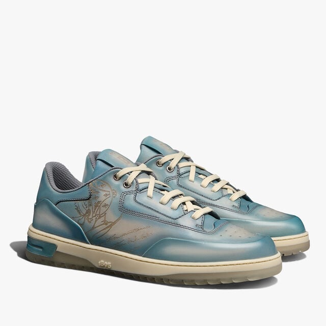 Playoff Scritto Venezia Calf Leather Sneaker, STONE DENIM, hi-res 2