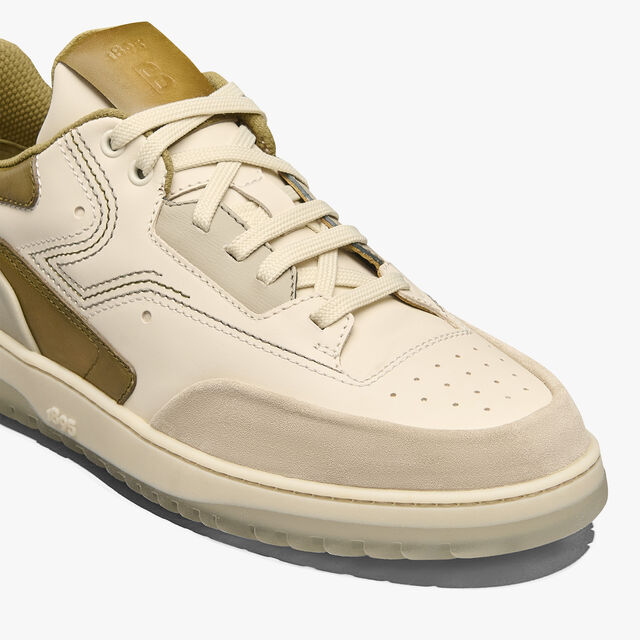 Sneaker Playoff En Cuir Scritto, OFF-WHITE+ACID GREEN, hi-res 6