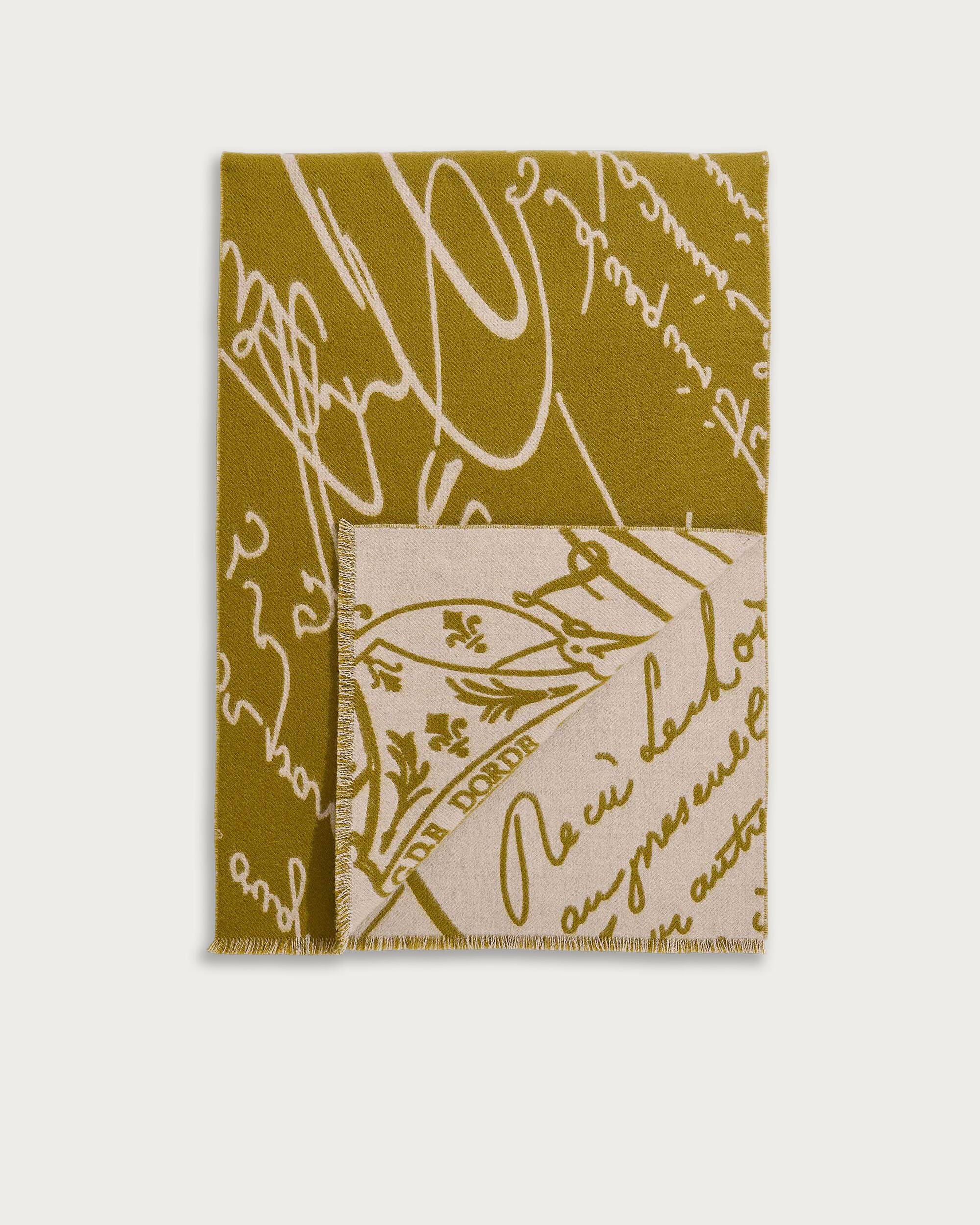 Scritto Pattern Scarf, Citrus Green, hi-res