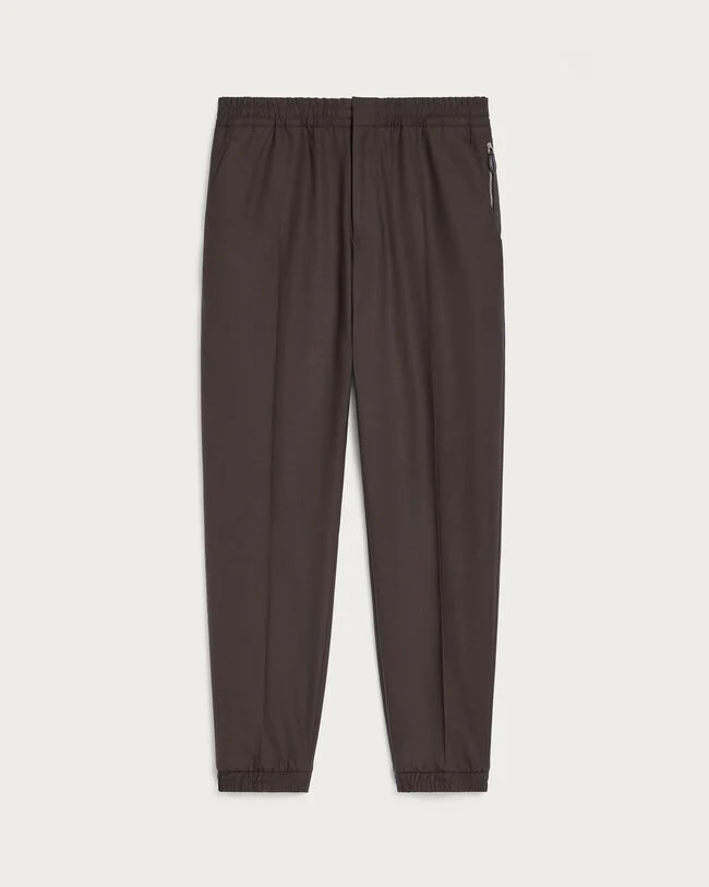 Fast Track Jogpants with Leather Zip-puller, Earth Brown, hi-res