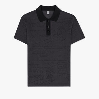 All Over Scritto Jacquard Polo, DUSTY BLUE, hi-res