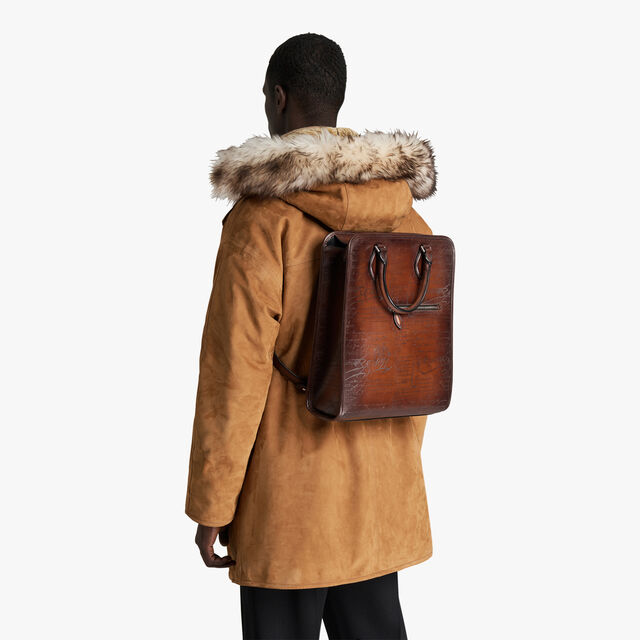 Premier Jour Small Scritto Leather Backpack, CACAO INTENSO, hi-res 7