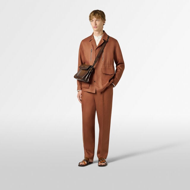 Linen Relaxed Trousers, RUSSET BROWN , hi-res 5