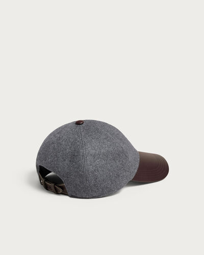 B-Thabor Embroidery  Cap with Leather Visor, Anthracite, hi-res