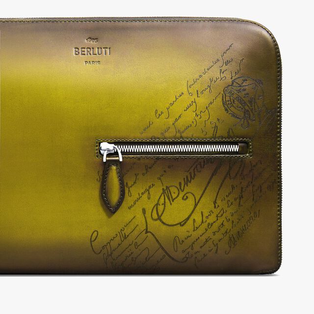 Nino Tgm Scritto Leather Clutch, JUNGLE GREEN, hi-res 5