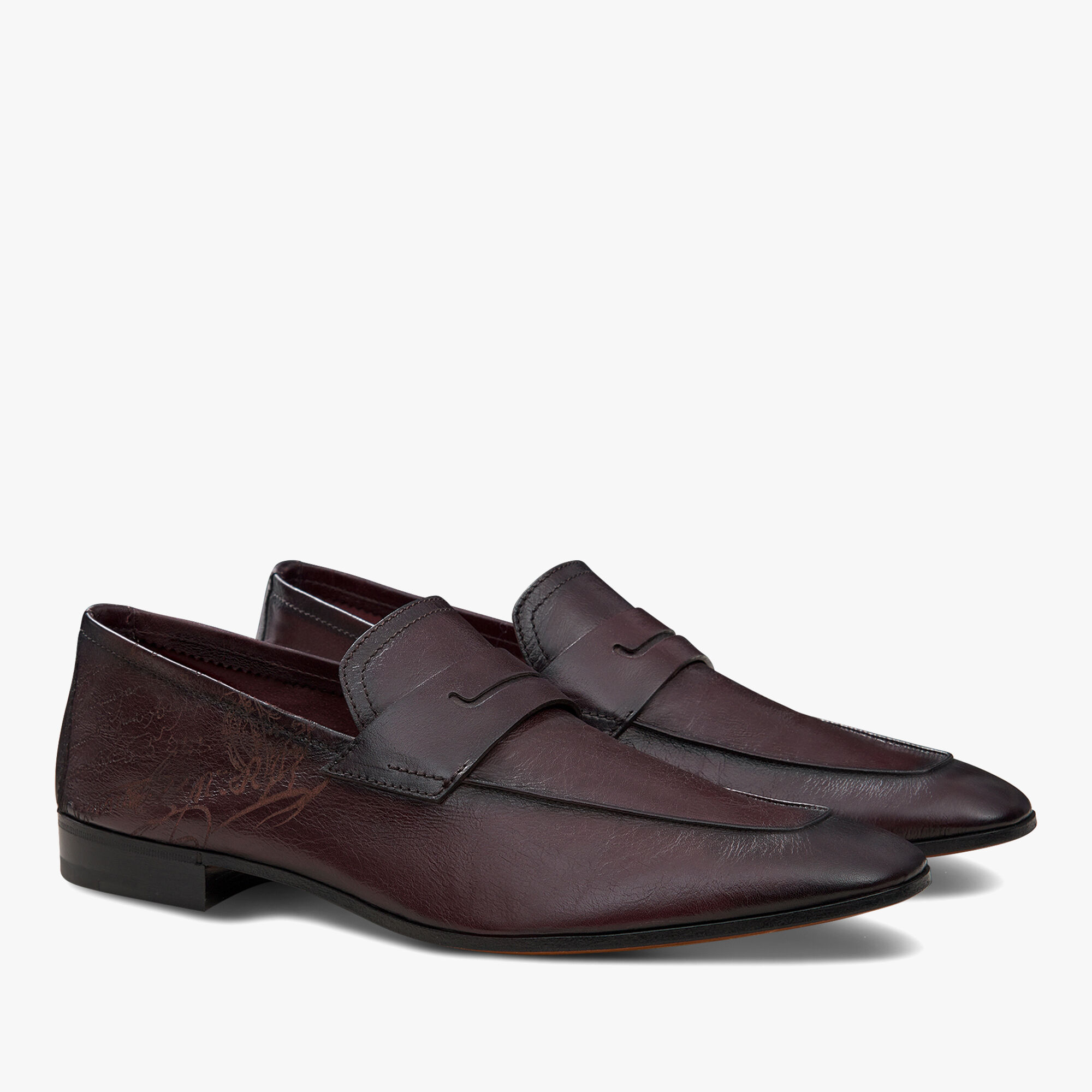 Lorenzo Scritto Kangaroo Leather Loafer, AUBERGINE, hi-res 2