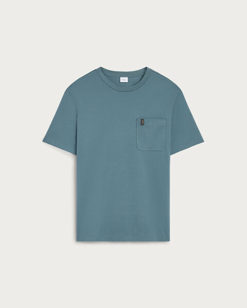 レザーディテール ポケット Tシャツ, Stone Blue, hi-res