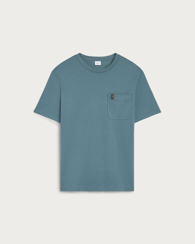 レザーディテール ポケット Tシャツ, Stone Blue, hi-res