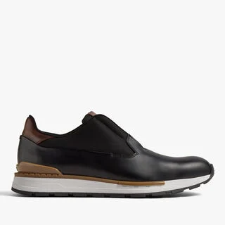 Fast Track Glazed Calf Leather Sneaker, NERO, hi-res