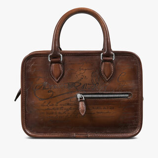 Un Jour Gulliver Scritto Leather Messenger, CACAO INTENSO, hi-res