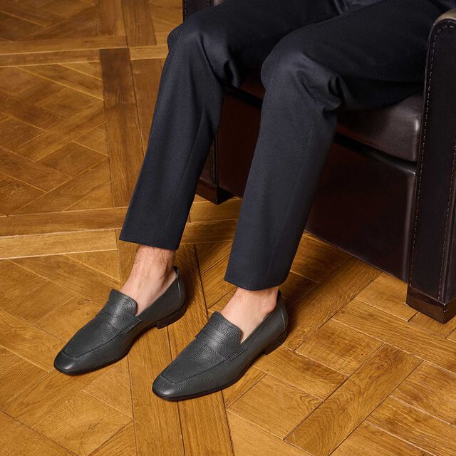 Mocassin Lorenzo En Cuir De Chevre, CARBON GREY, hi-res 2