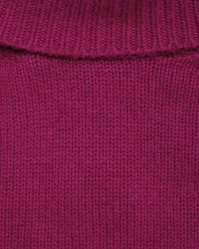 Col Roulé avec Détail Cuir Tressé, Purple Fushia, hi-res