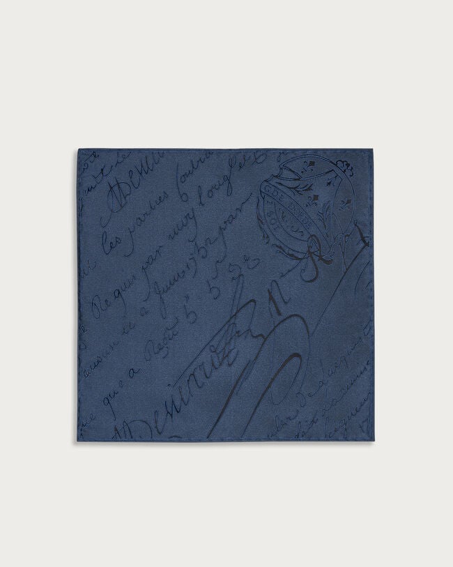 スクリットパターン ハンカチーフ, Dark Dusty Blue, hi-res