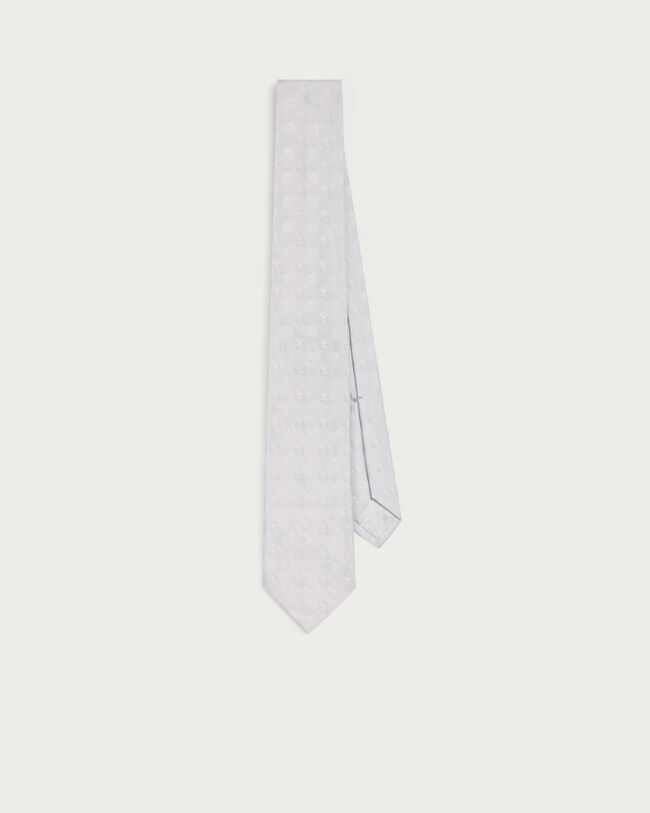 Polka Crest Tie, Silver, hi-res