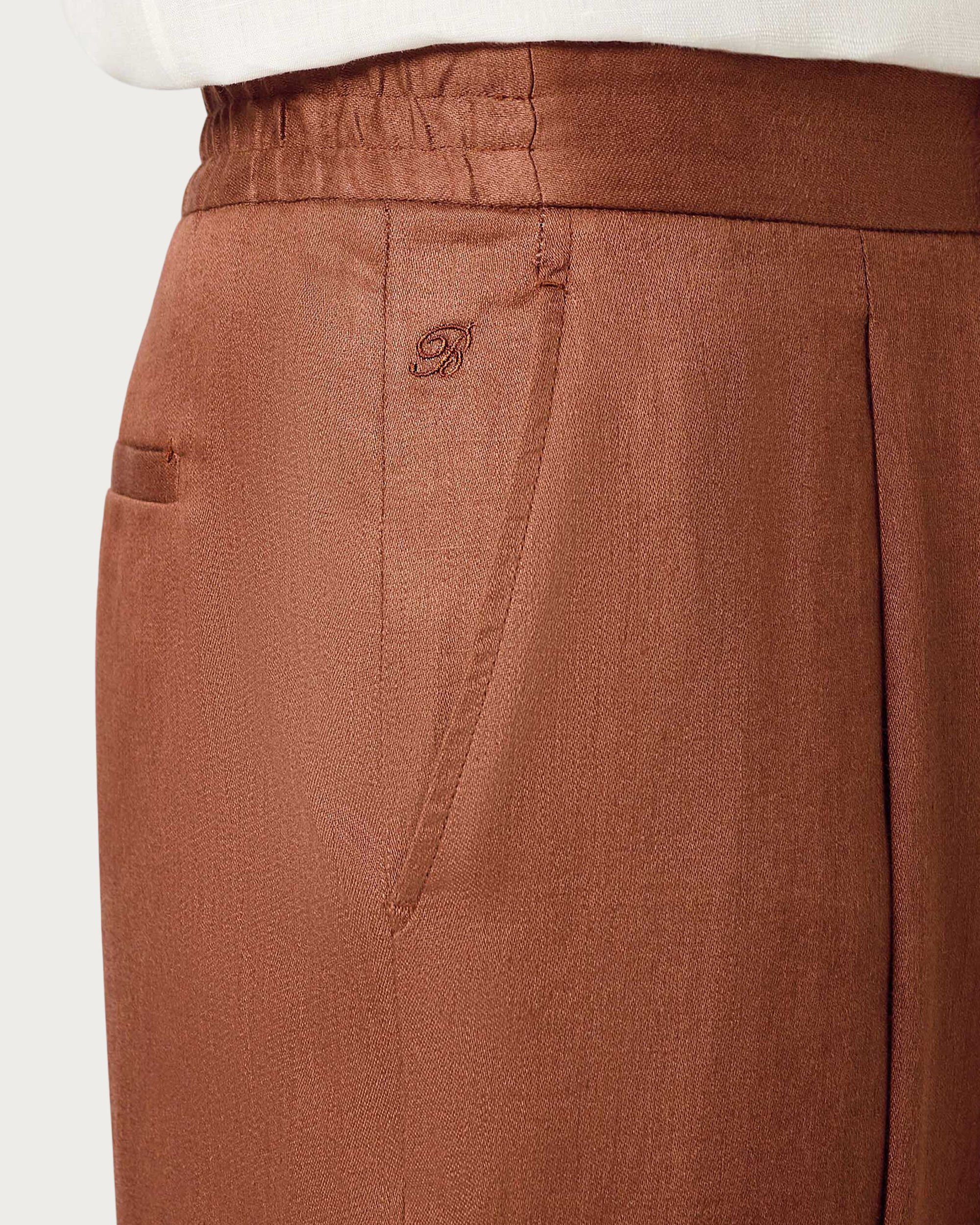 Relaxed Trousers with Leather Detail, Russet Brown, hi-res