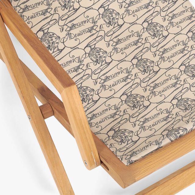Scritto Canvas And Leather Deckchair Berluti Edition, BEIGE, hi-res 3