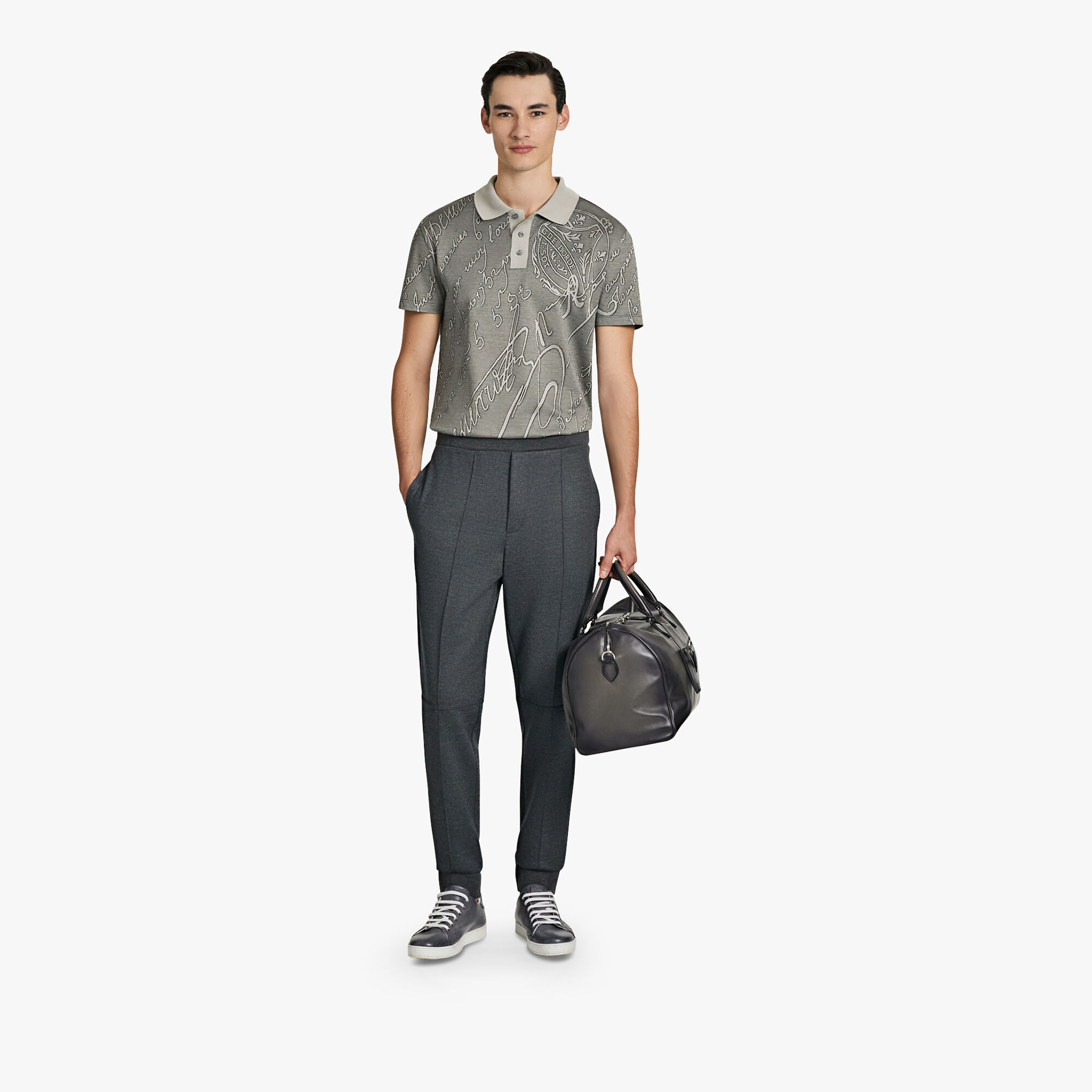 提花Scritto图纹Polo衫, NOIR, hi-res 4