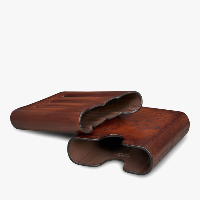 Étui Quatre Cigares En Cuir Scritto, CACAO INTENSO, hi-res 4