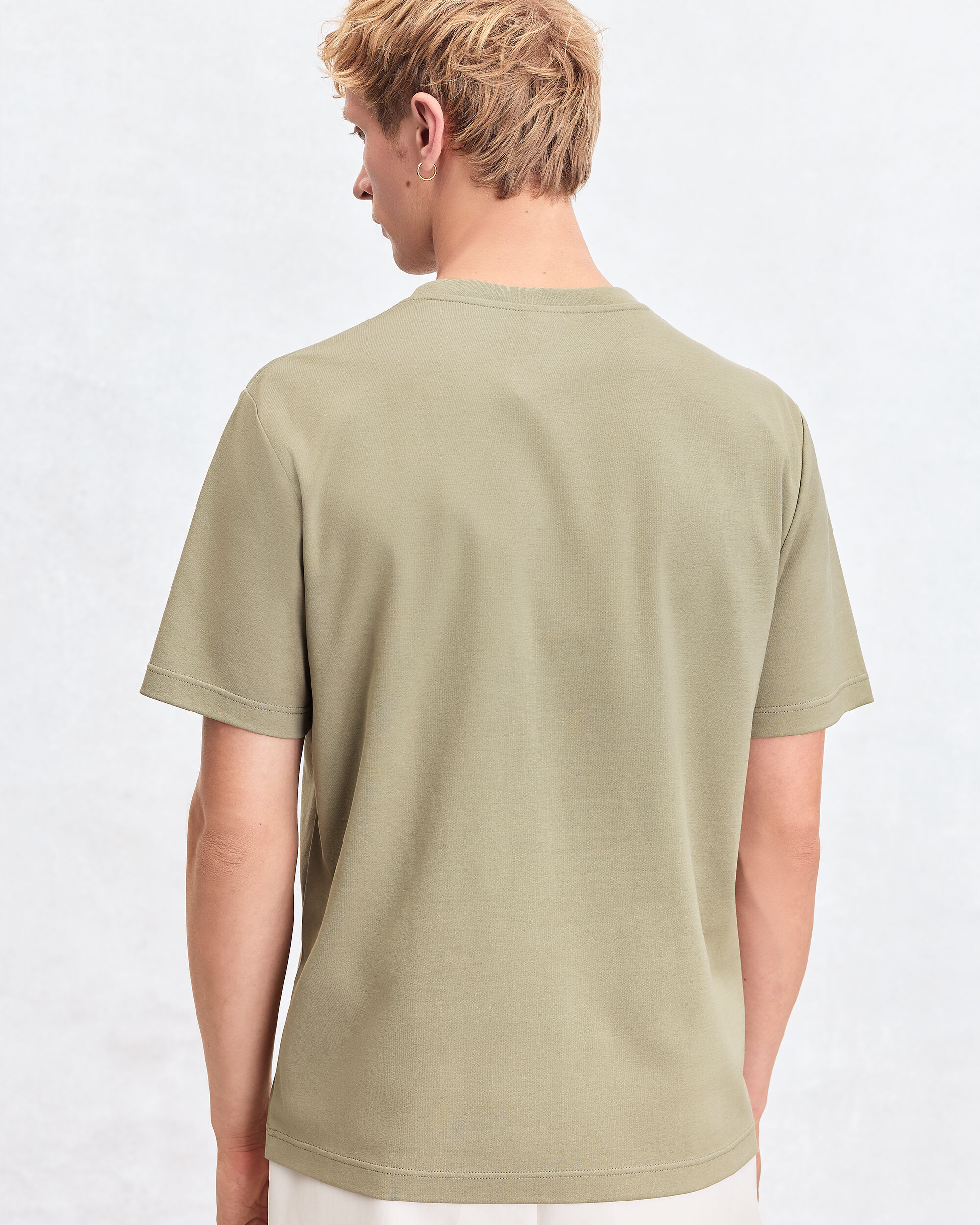 Pocket T-shirt with Leather Detail, Salvia, hi-res