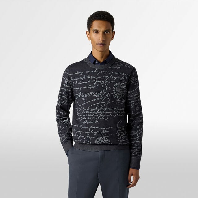 Classic Scritto Crewneck, NAVY/ GREY SCRITTO, hi-res 2