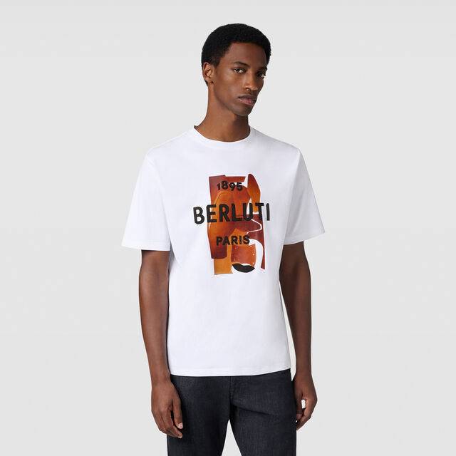 Berluti Artwork T-shirt, OPTIC WHITE/ CHESTNUT BROWN, hi-res 2