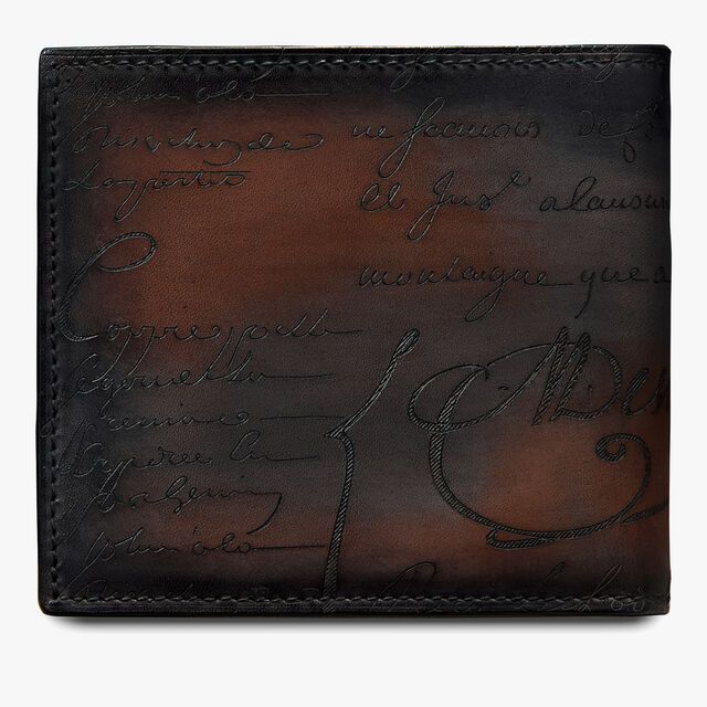 Makore Scritto Leather Wallet, CHARCOAL BROWN, hi-res 2