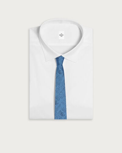 Classic Scritto Pattern Tie, Bleu Ciel, hi-res