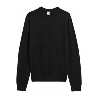 Wool Sweater With Leather Detail, NOIR, hi-res