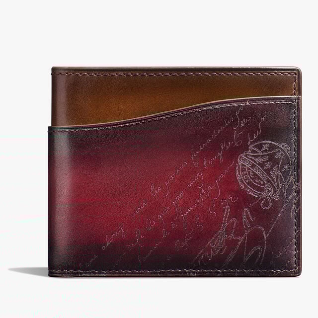 Makore Slim Gradiant Scritto Leather Compact Wallet, ST EMILION + CACAO INTENSO, hi-res 1
