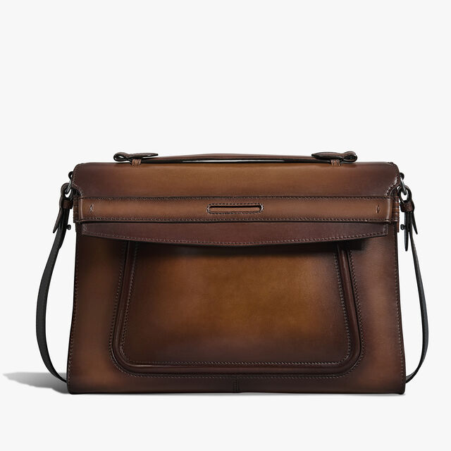 Andy Messenger Leather Briefcase, CACAO INTENSO, hi-res 1