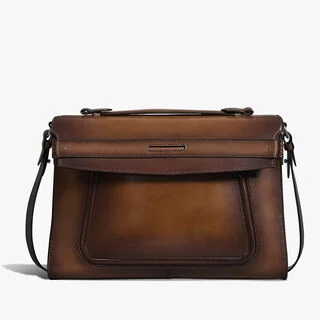 Andy Messenger Leather Briefcase, CACAO INTENSO, hi-res
