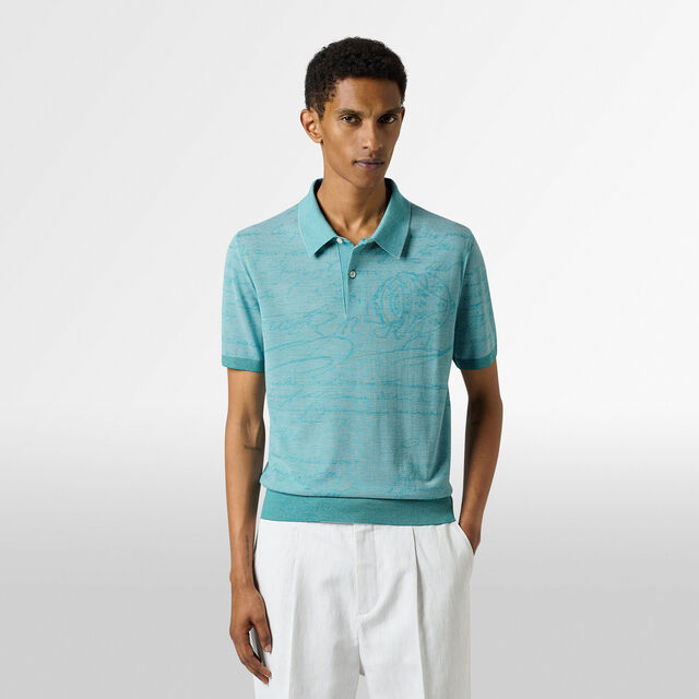 Light Scritto Wool Short Sleeved Polo, DEEP TEAL GREEN, hi-res 2