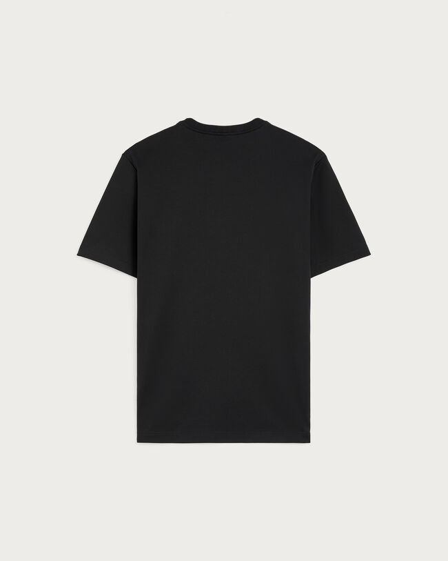 Pocket T-shirt with Leather Detail, Noir, hi-res