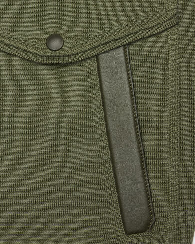 Aviator Knitted Blouson with Leather Details, Olive, hi-res