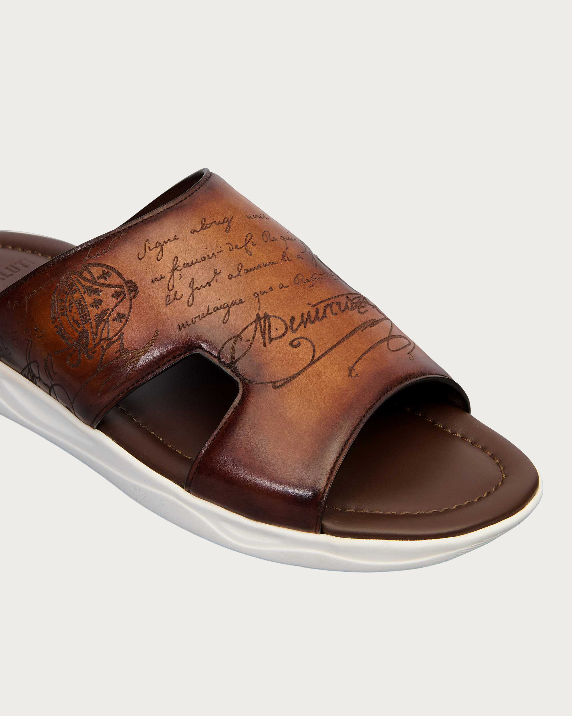 Berluti ベルルッティ シャドウ カリグラフィ レザー サンダル ブラウン メンズ S6261-001_shadow-sandal_cacao-