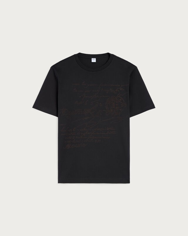 Scritto Embroidery T-shirt, Marine, hi-res