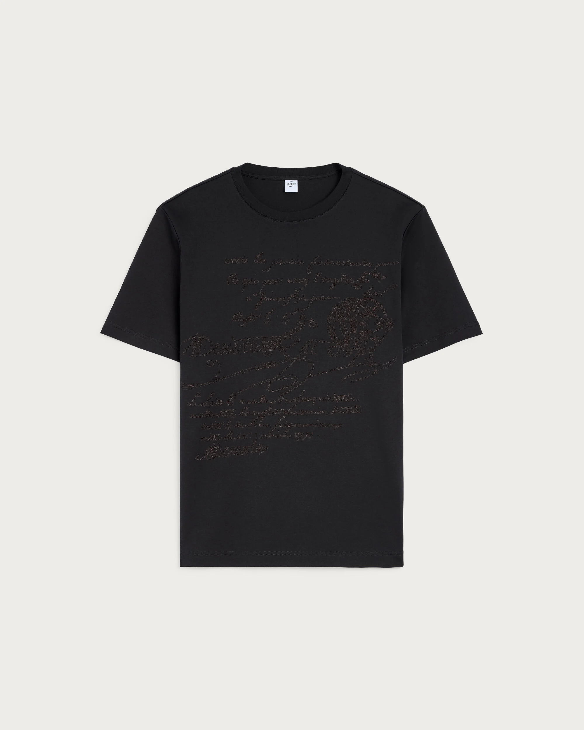 Scritto Embroidery T-shirt, Marine, hi-res