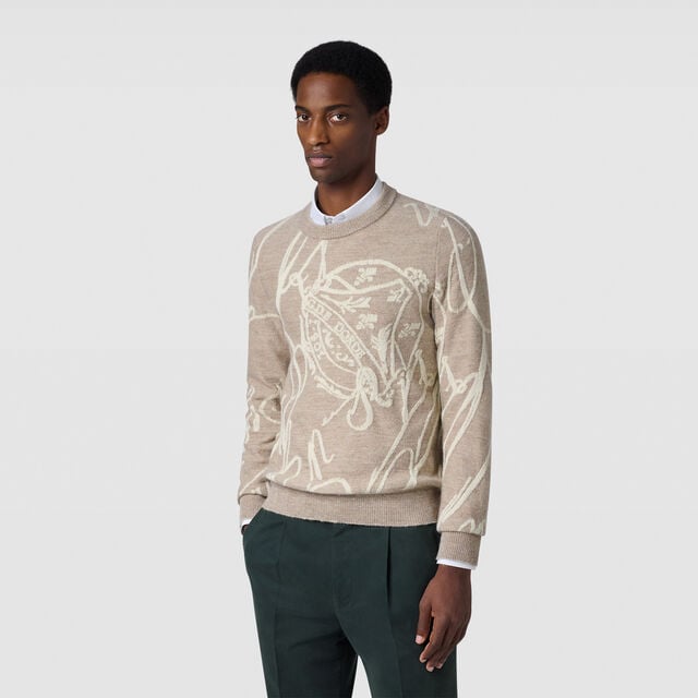 Giant Scritto Crewneck, FLUFFY BEIGE, hi-res 2