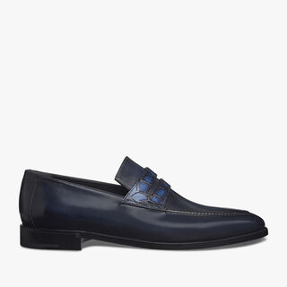 Mocassin Andy Démesure En Cuir D'Alligator, BLU, hi-res