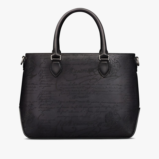 Toujours XS Scritto Leather Tote Bag, NERO GRIGIO, hi-res 3