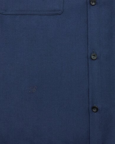 Aviator Shirt with B-Thabor Embroidery  and Leather Detail, Winter Blue & Valley Green, hi-res