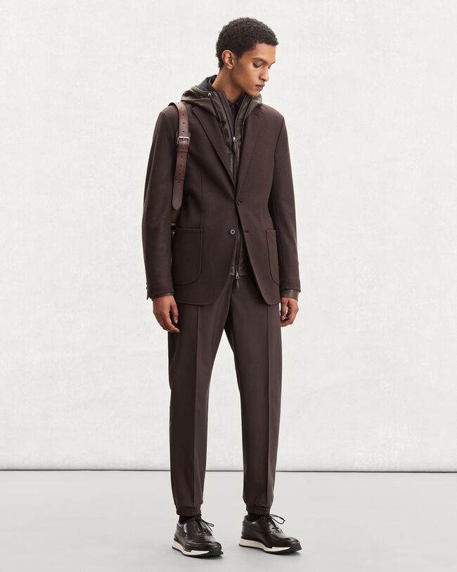 Fast Track Jogpants with Leather Zip-puller, Earth Brown, hi-res