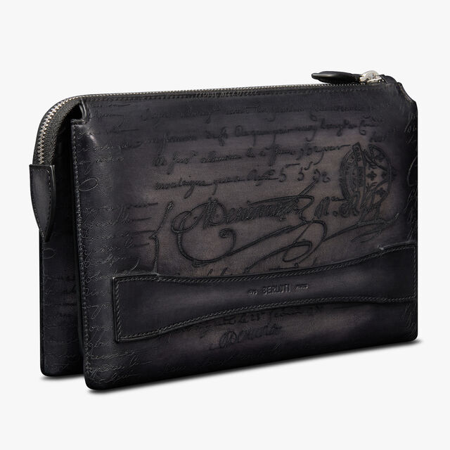 Tersio Scritto Leather Wallet, NERO GRIGIO, hi-res 3