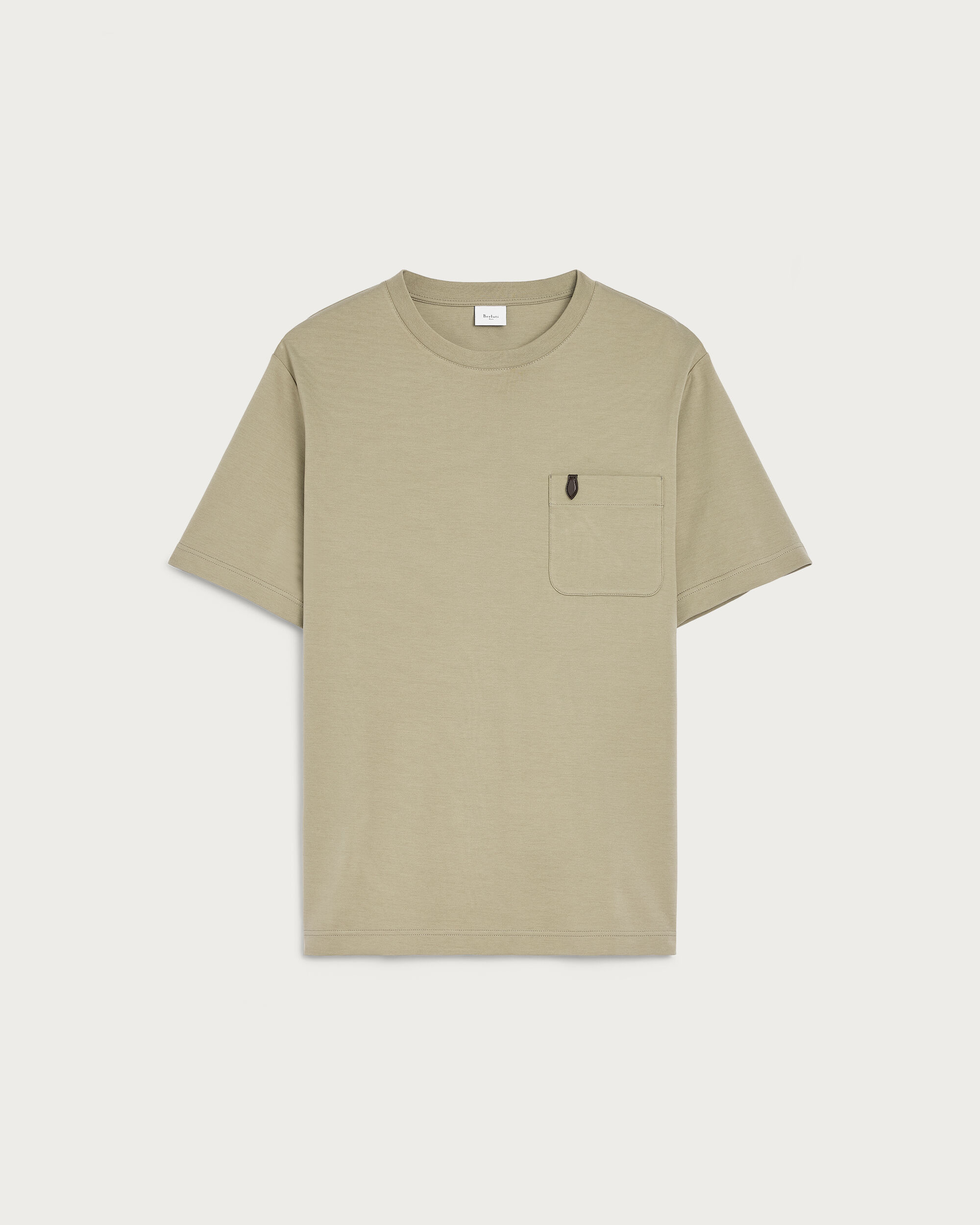 Pocket T-shirt with Leather Detail, Salvia, hi-res