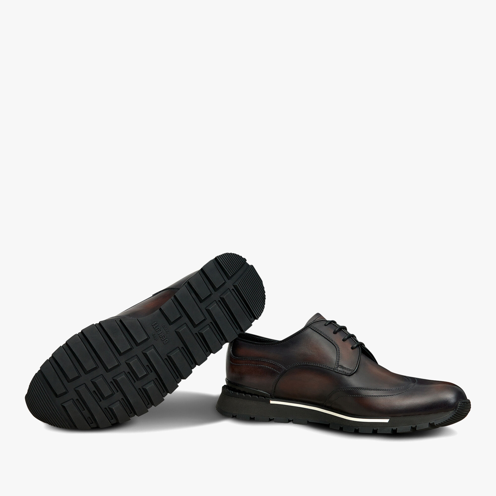 Fast Track Scritto Leather Sneaker, CHARCOAL BROWN, hi-res 4