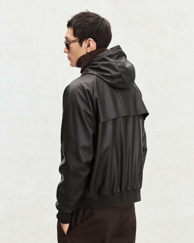 Ultralight Fly Leather Hooded Blouson, Noir, hi-res