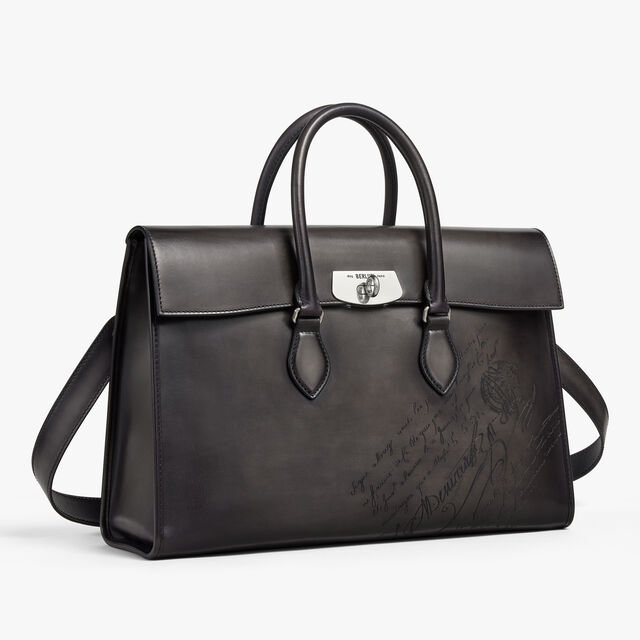 Cartable E’Mio En Cuir, NERO GRIGIO, hi-res 4