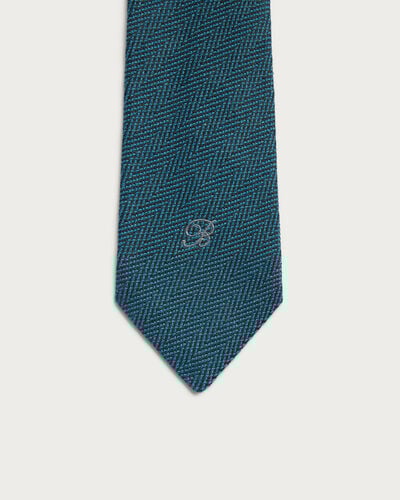 B-Thabor Embroidery Herringbone Tie, Alpine Green, hi-res