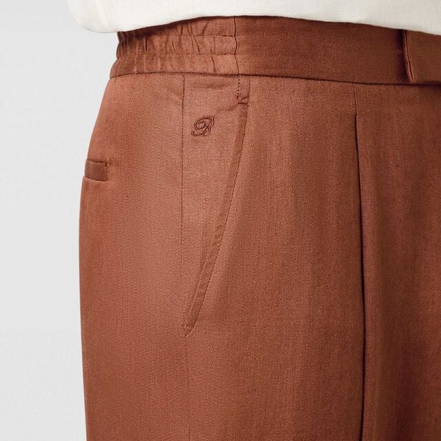 Linen Relaxed Trousers, RUSSET BROWN , hi-res 6