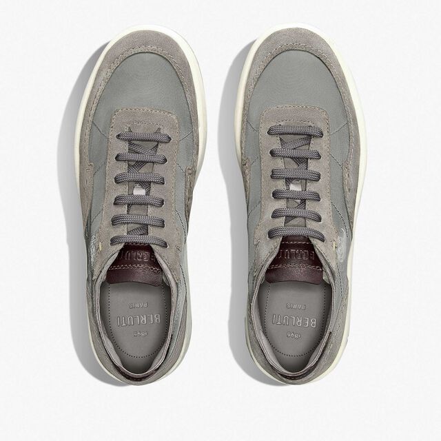 Light Track Suede Calf Leather and Nylon Sneaker, GREY, hi-res 3